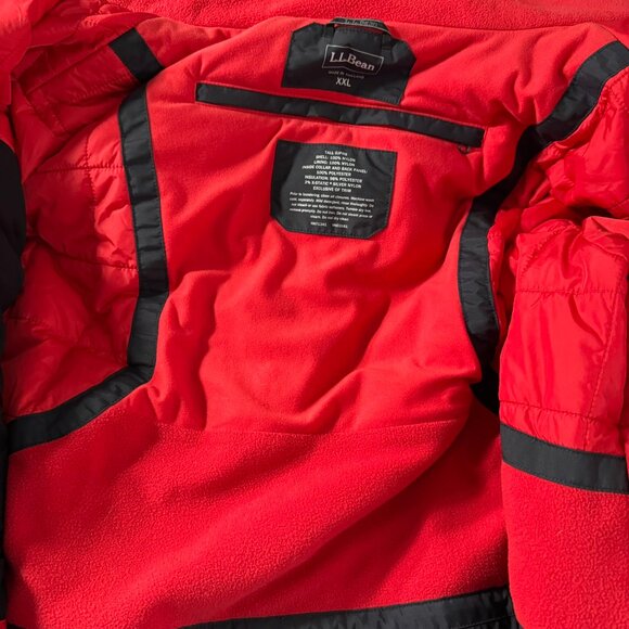 L.L. Bean Ski Snow Jacket Mens 2XL Black Red Nylon Fleece Lined CJ-2049 - Picture 8 of 12